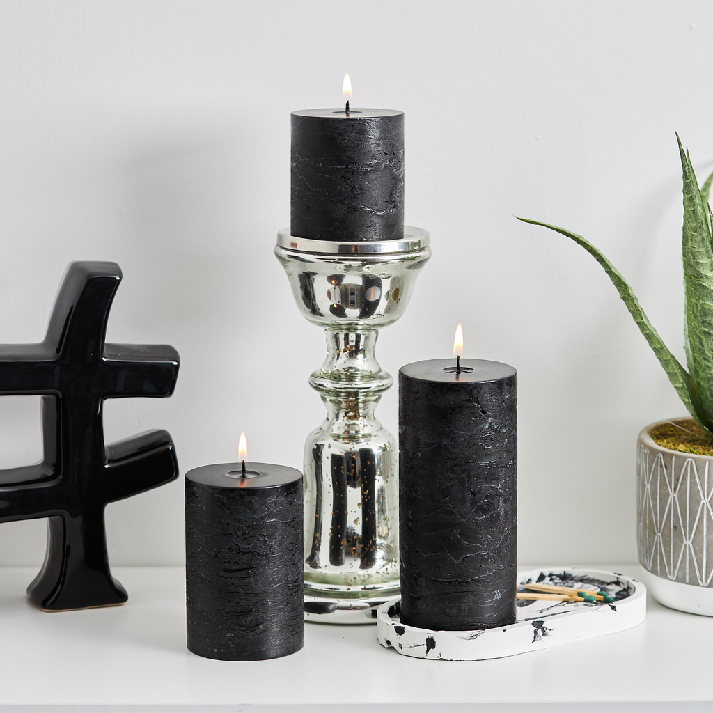 Black Unscented 3x6 Pillar Candles
