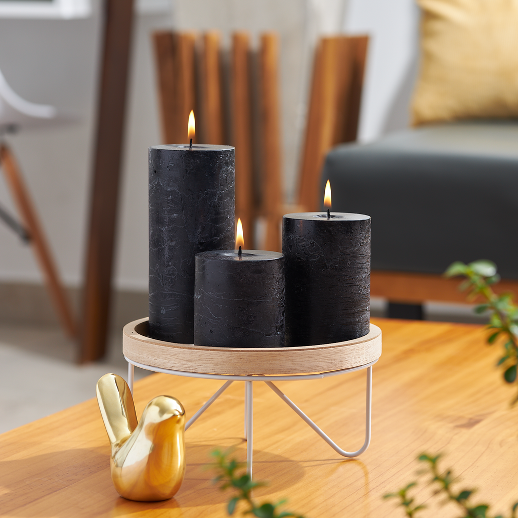 Black Unscented 3x6 Pillar Candles