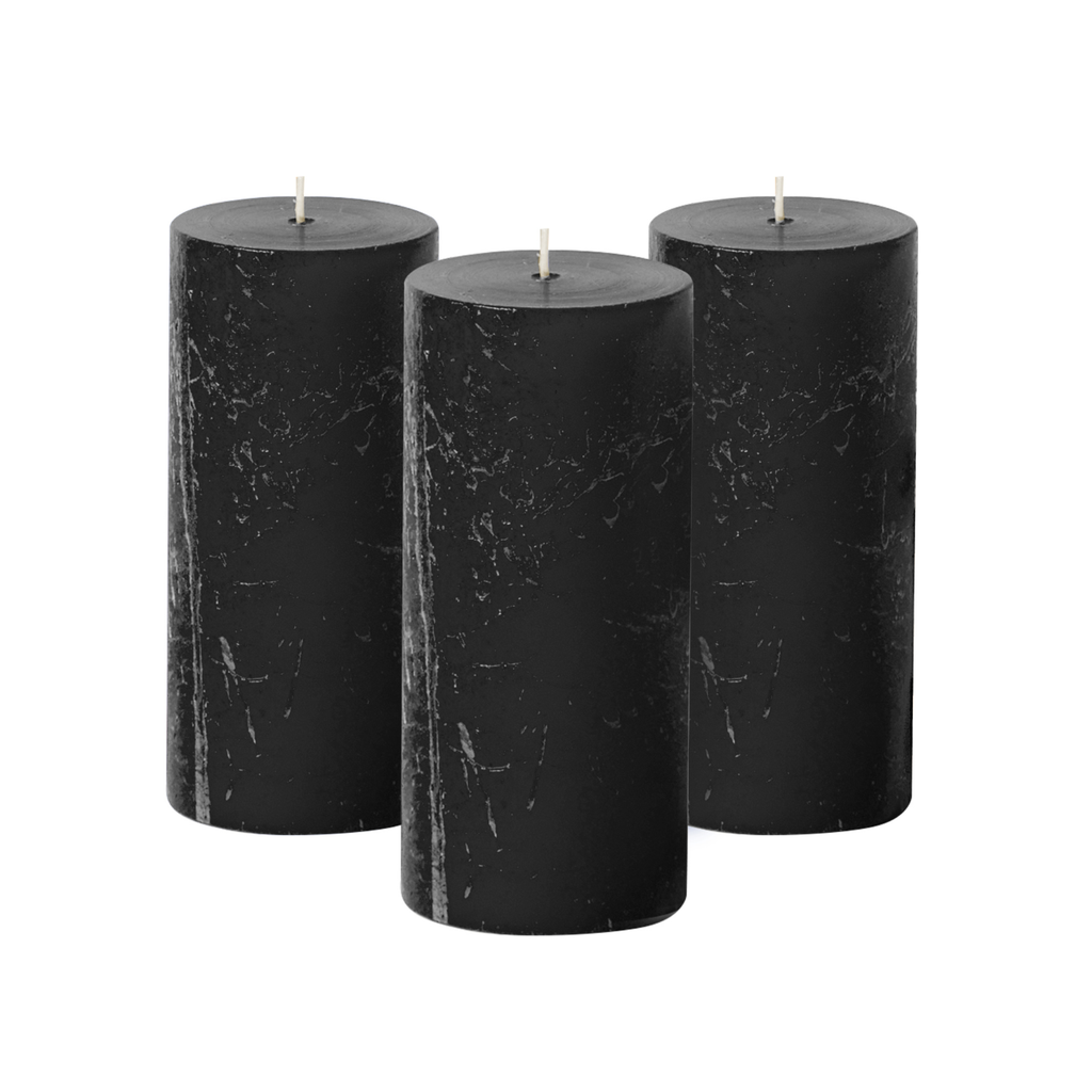 Black Unscented 3x6 Pillar Candles