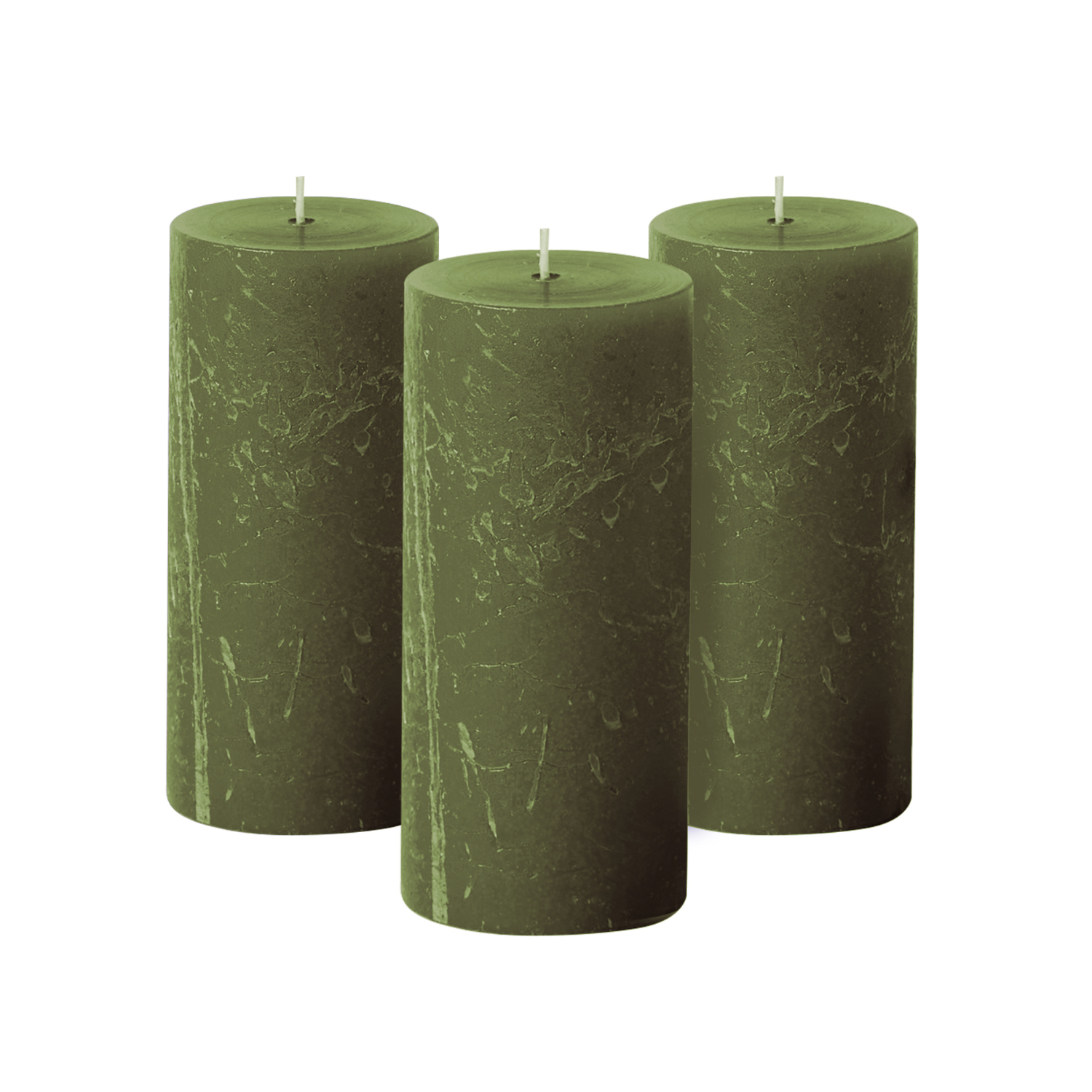 Dark Moss Green Unscented 3x6 Pillar Candles