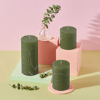 Dark Moss Green Unscented 3x6 Pillar Candles