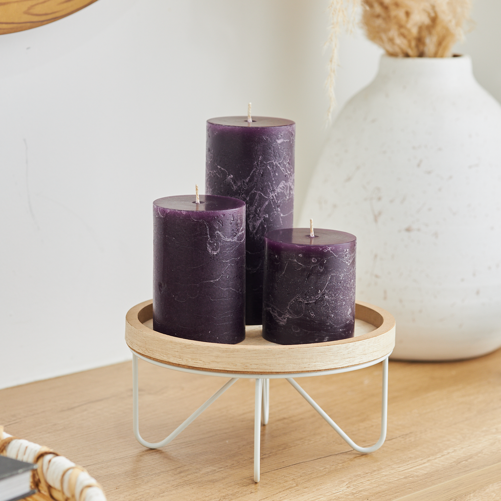 Purple Unscented 3x6 Pillar Candles