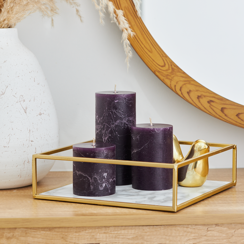 Purple Unscented 3x6 Pillar Candles