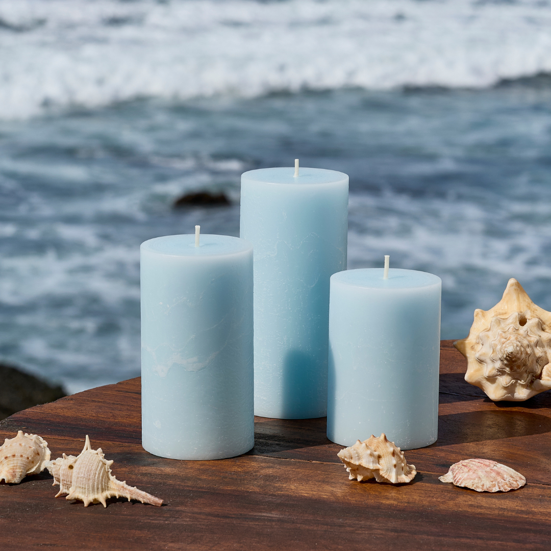Light Blue Unscented 3x6 Pillar Candles